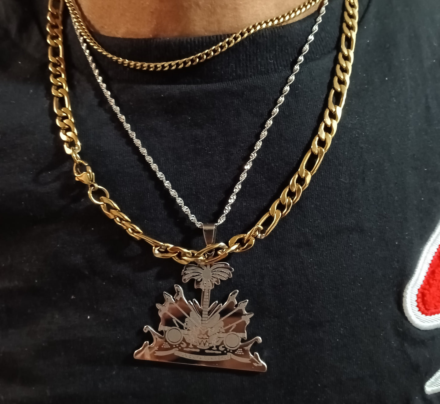 Haiti large stainless steel pendant necklace
