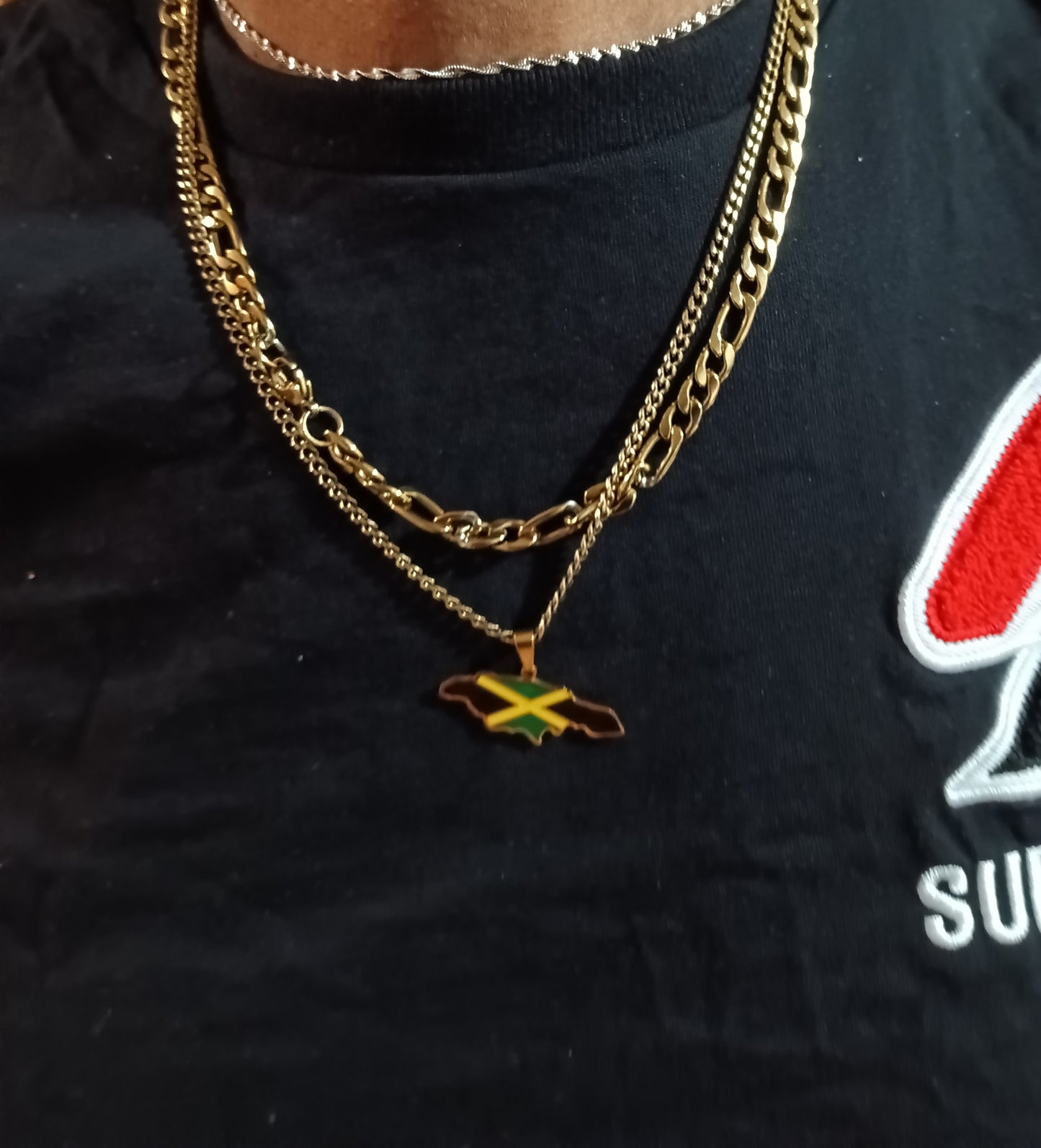 Jamaica flag stainless steel pendant necklace