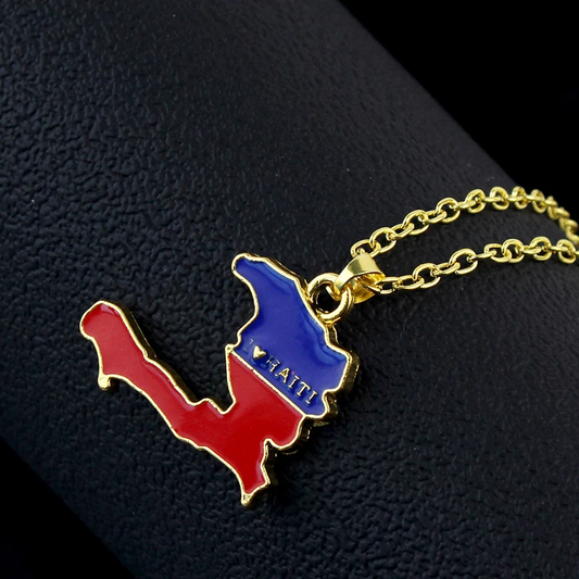 Haiti country flag shape necklace