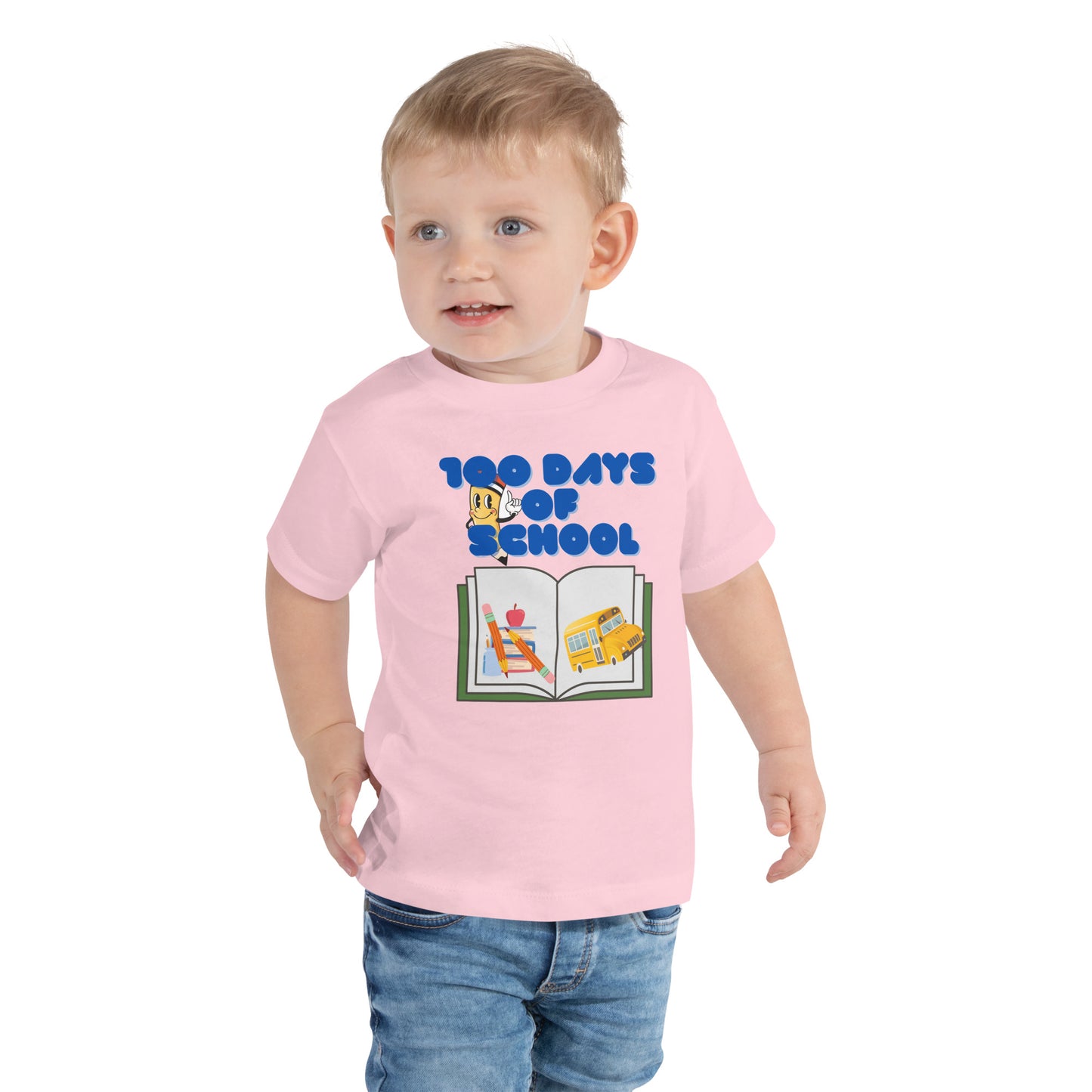 100 days of school Toddler Short Sleeve Tee. Pink