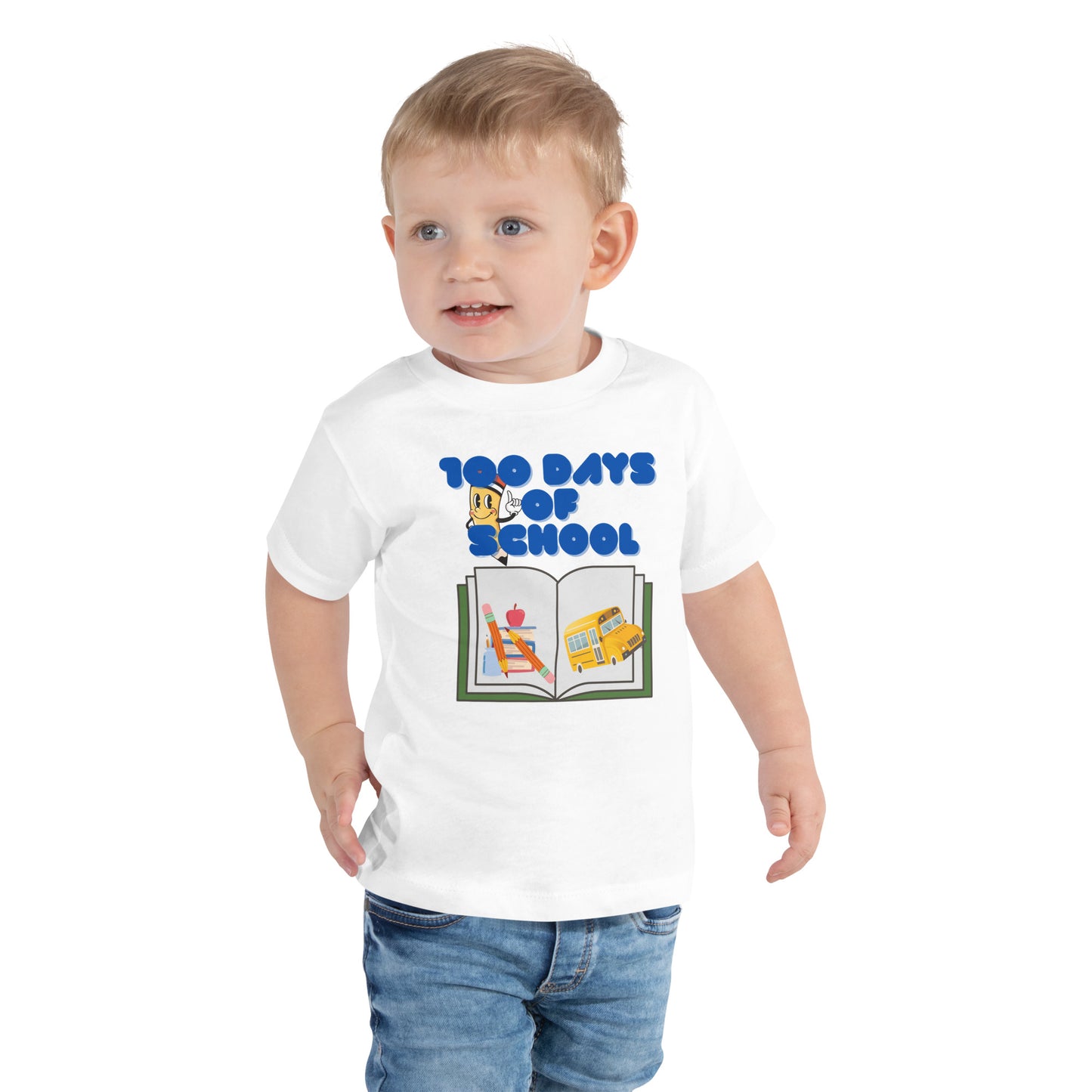 100 days of school Toddler Short Sleeve Tee. White