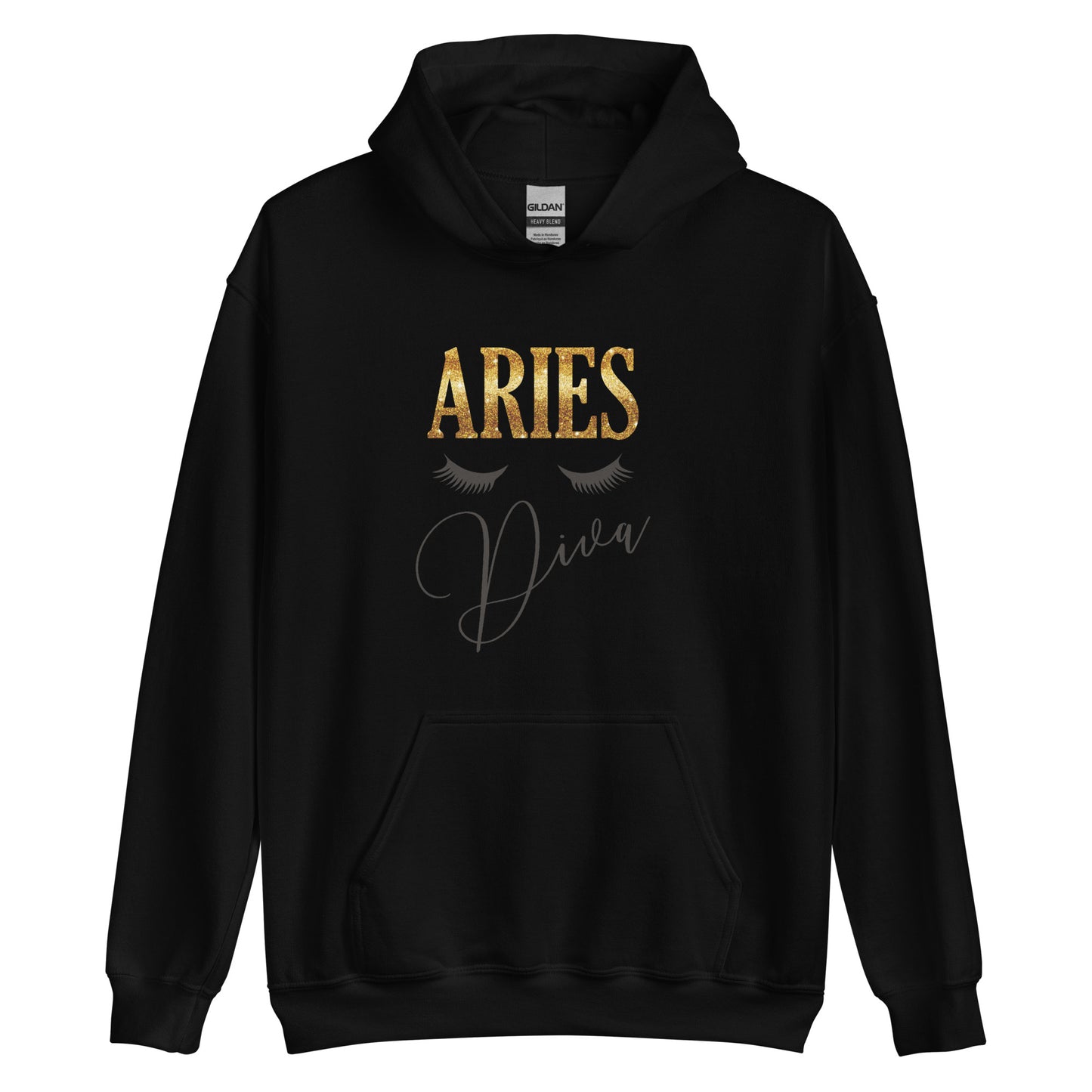 Unisex heavy blend hoodie. Aries Diva. Black