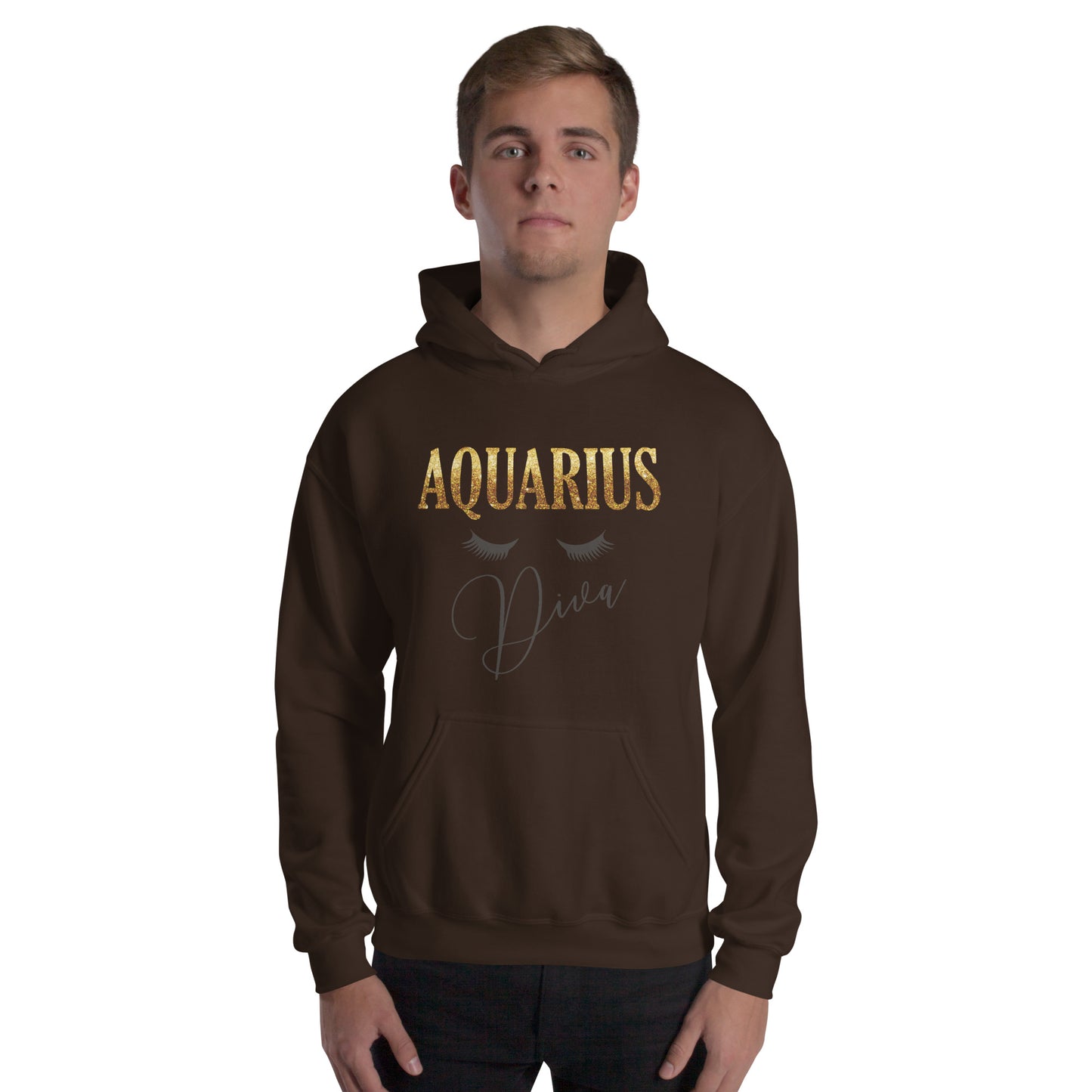 Unisex heavy blend hoodie. Aquarius diva. Dark chocolate