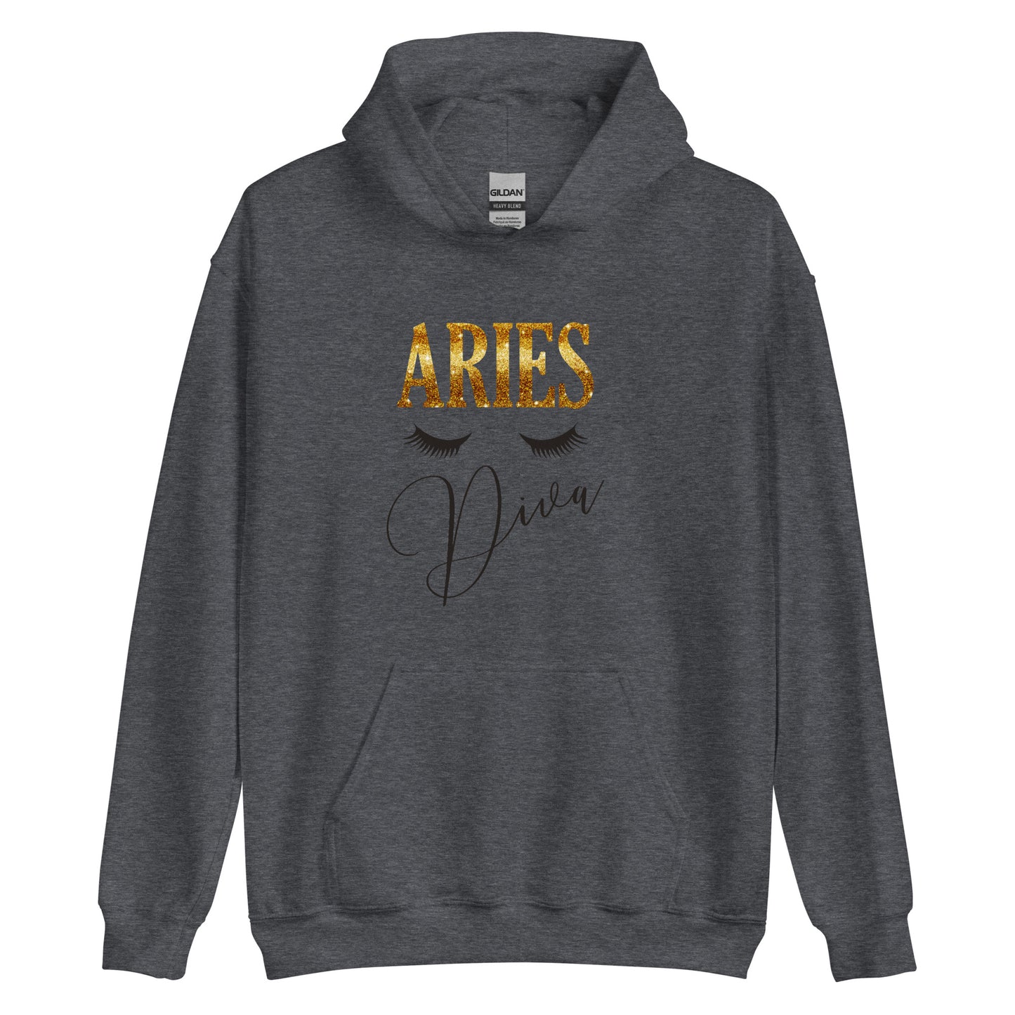 Unisex heavy blend hoodie. Aries Diva. Dark heather
