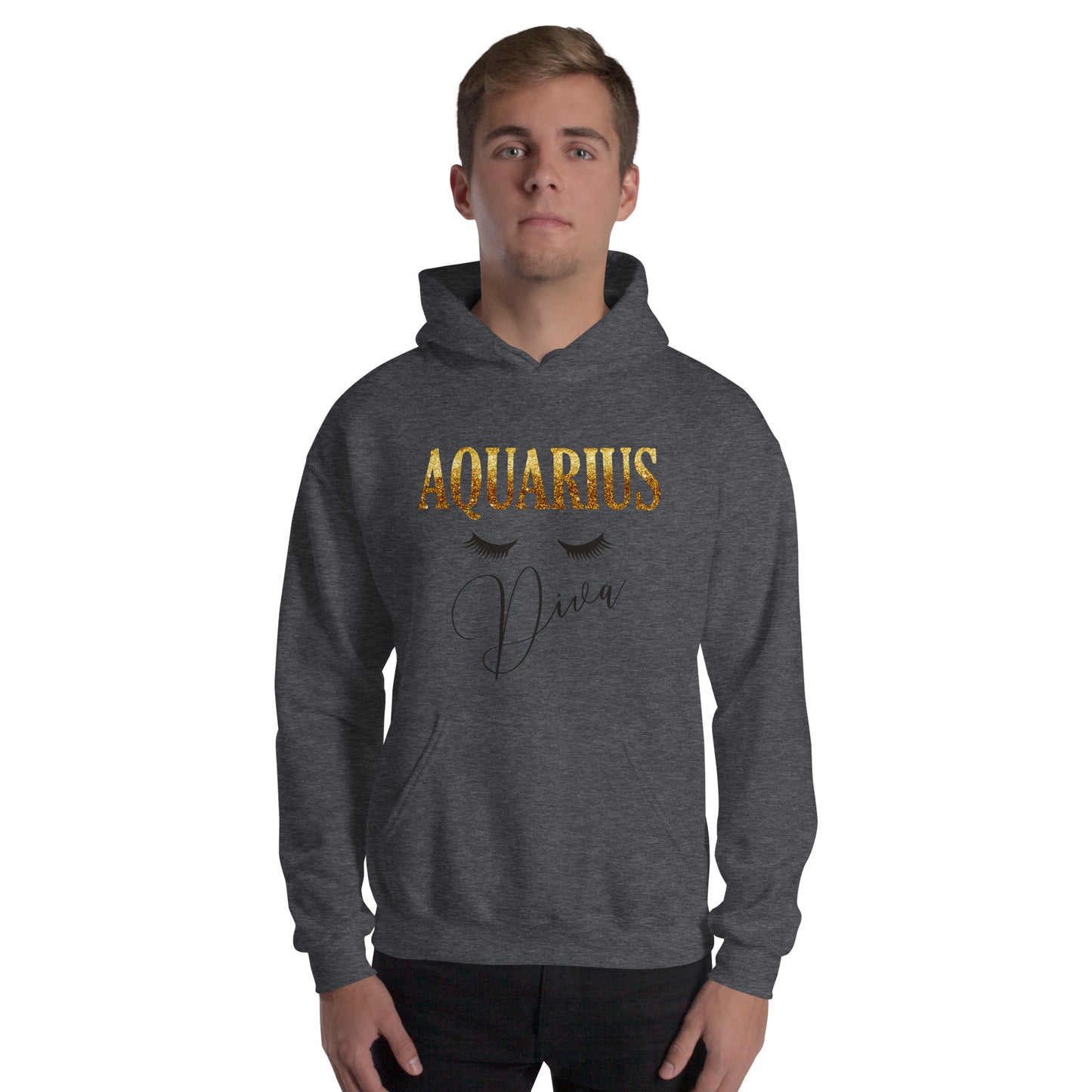 Unisex heavy blend hoodie. Aquarius diva. Dark heather