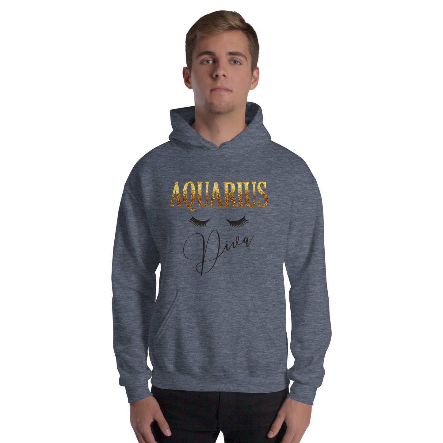Unisex heavy blend hoodie. Aquarius diva. Heather sports dark navy