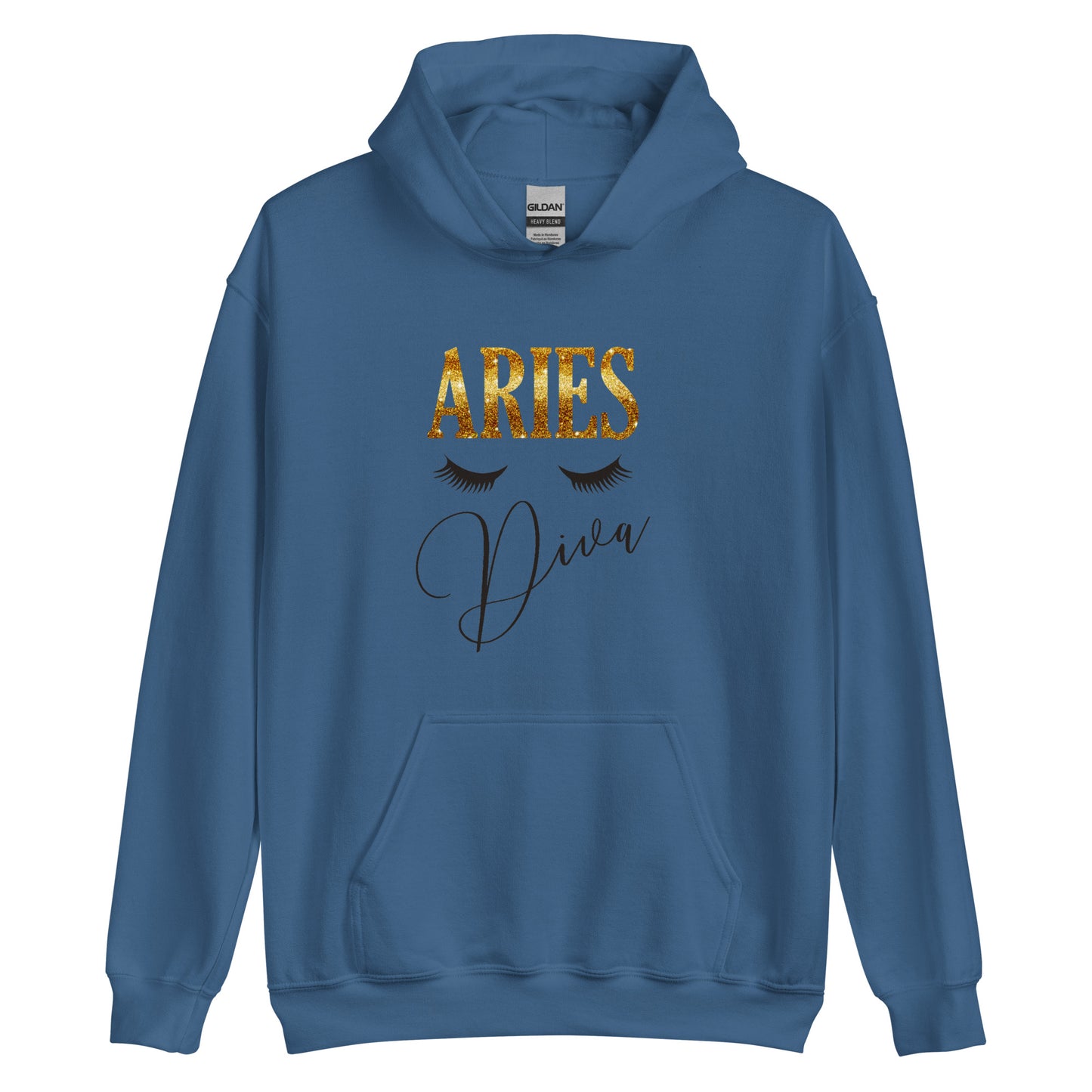 Unisex heavy blend hoodie. Aries Diva. Indigo