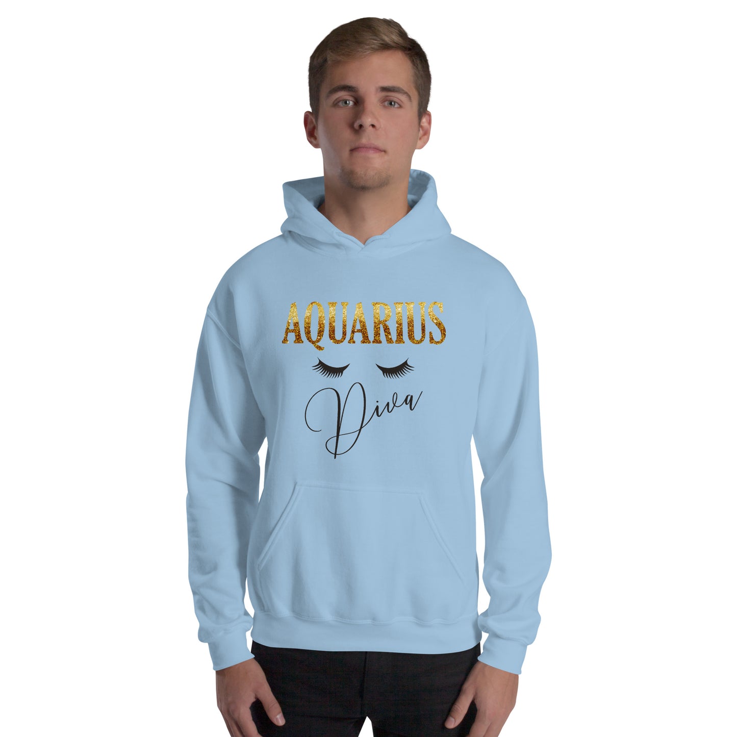 Unisex heavy blend hoodie. Aquarius diva. Light blue