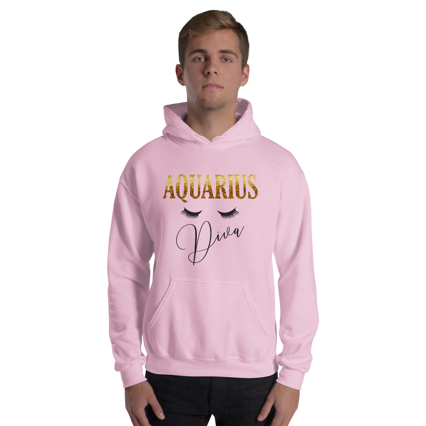 Unisex heavy blend hoodie. Aquarius diva. Light pink