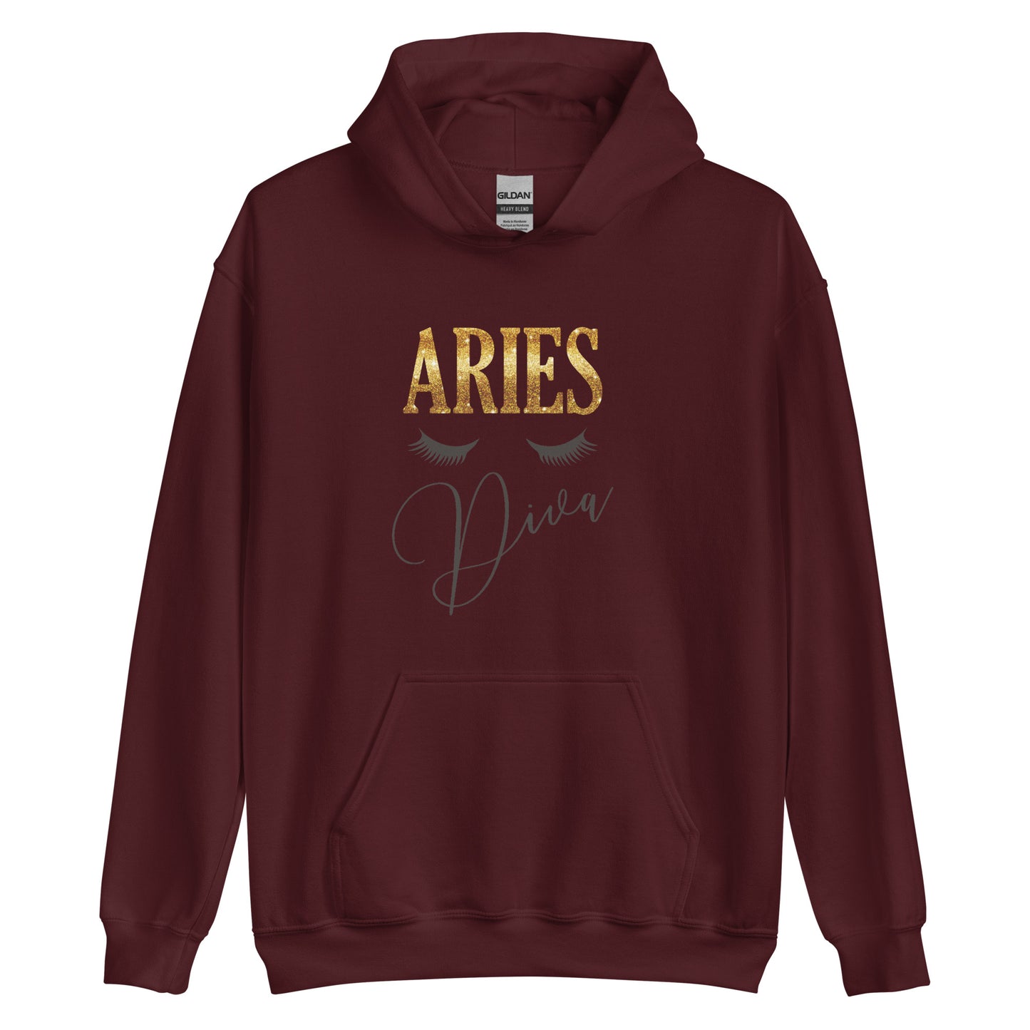 Unisex heavy blend hoodie. Aries Diva. Maroon