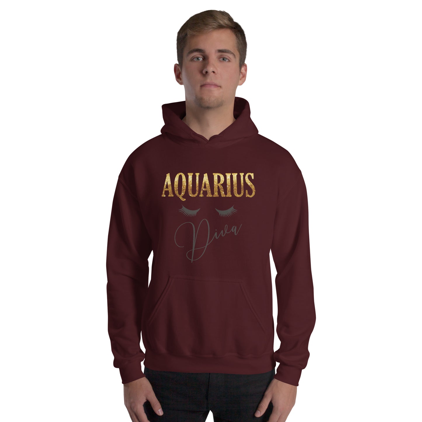 Unisex heavy blend hoodie. Aquarius diva. Maroon