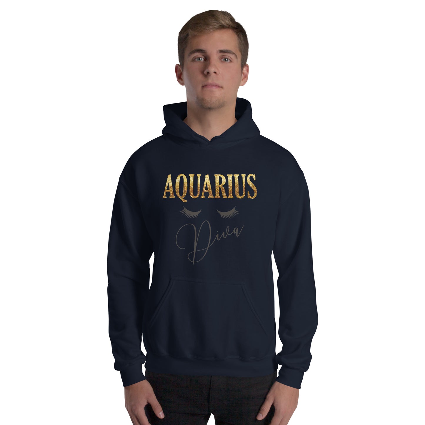 Unisex heavy blend hoodie. Aquarius diva. Navy