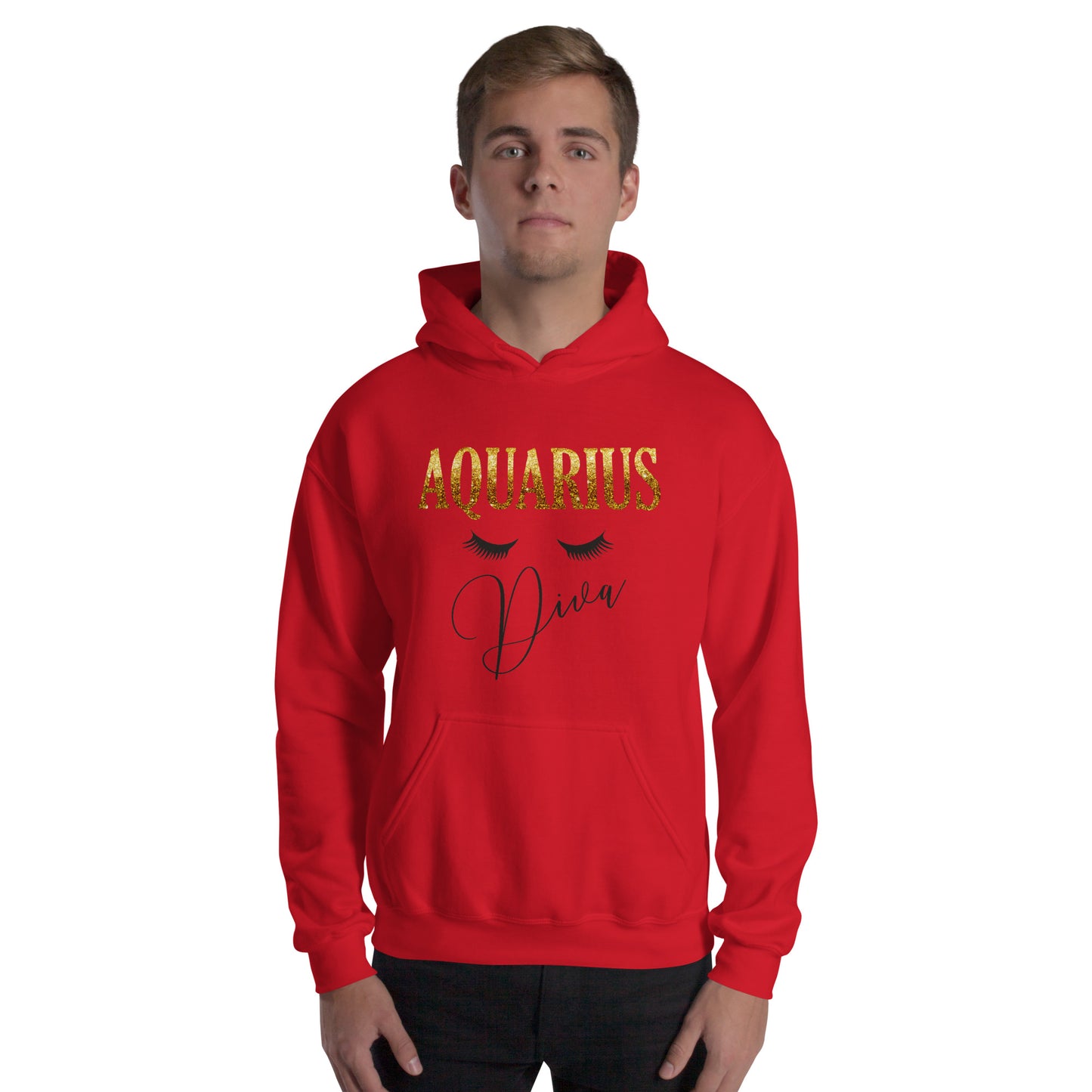 Unisex heavy blend hoodie. Aquarius diva. Red
