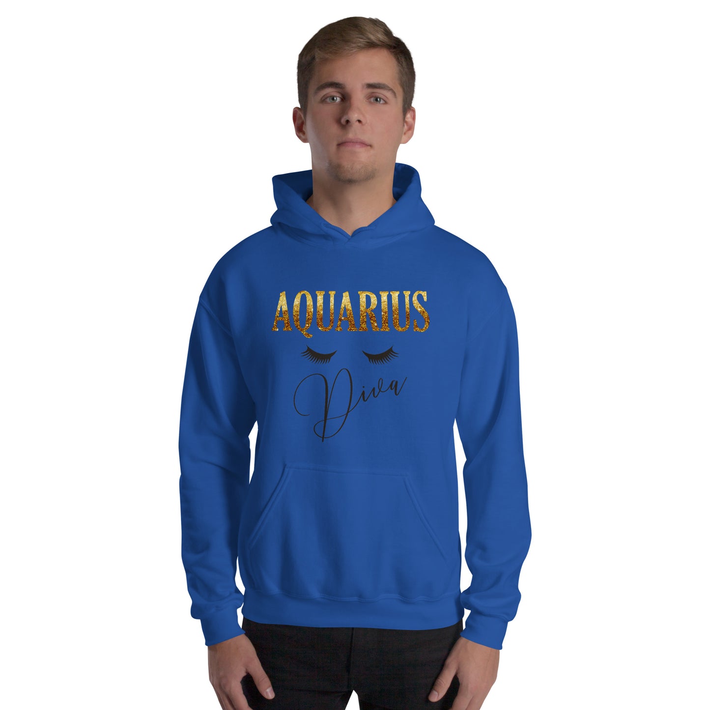 Unisex heavy blend hoodie. Aquarius diva. Royal blue