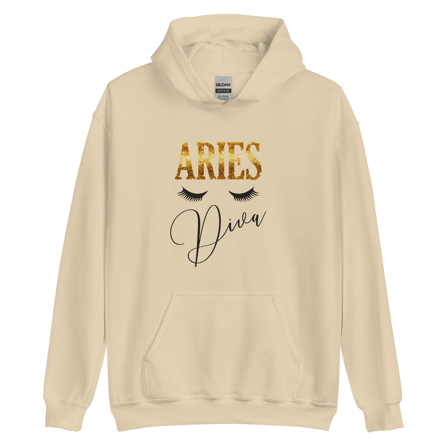 Sand. Unisex heavy blend hoodie. Aries Diva.