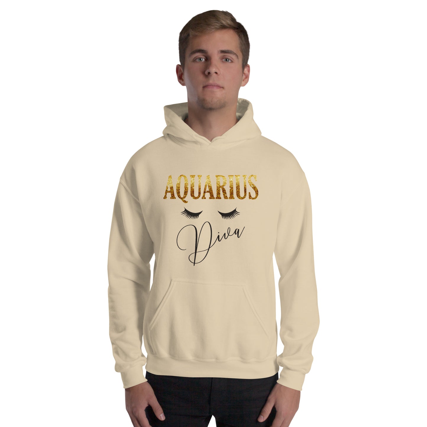 Unisex heavy blend hoodie. Aquarius diva. Sand