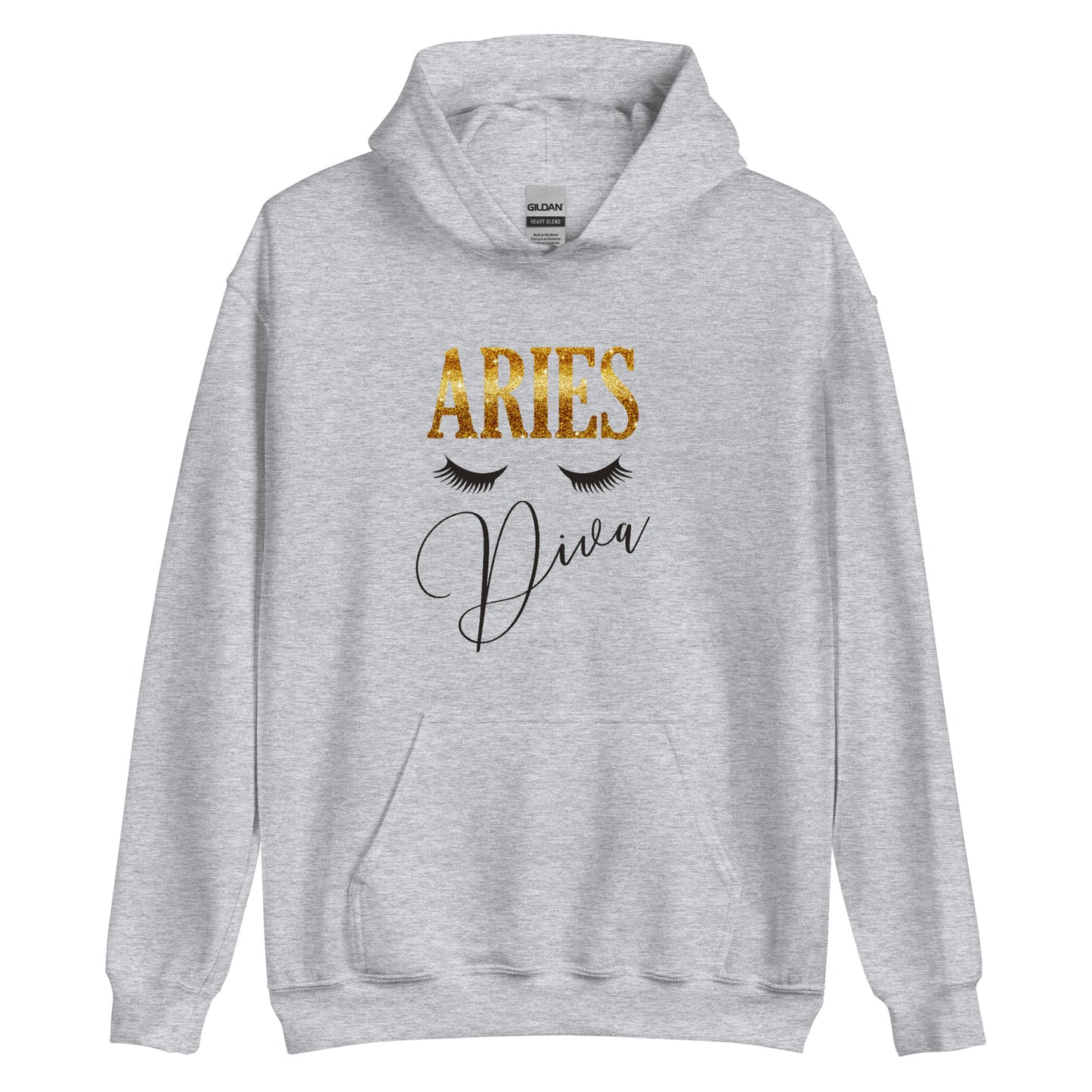 Sports grey. Unisex heavy blend hoodie. Aries Diva.