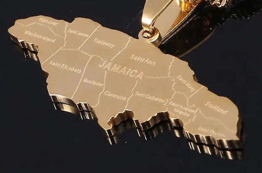 Stainless Steel Jamaica pendant necklace. gold color non tarnish chain