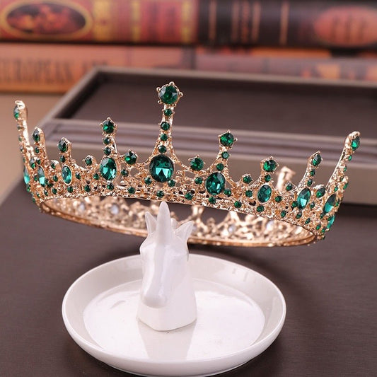 Large round CZ crystal crown. Zinc alloy.
