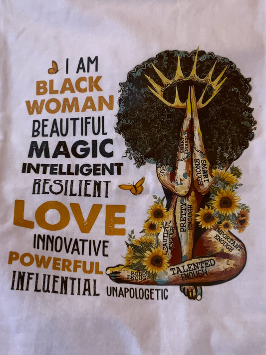 I am black woman cotton t shirt