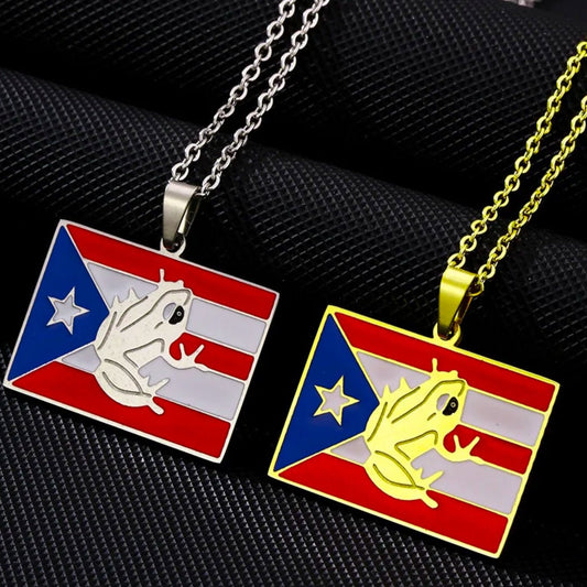 Puerto Rico stainless-steel tarnish resistant pendant necklace