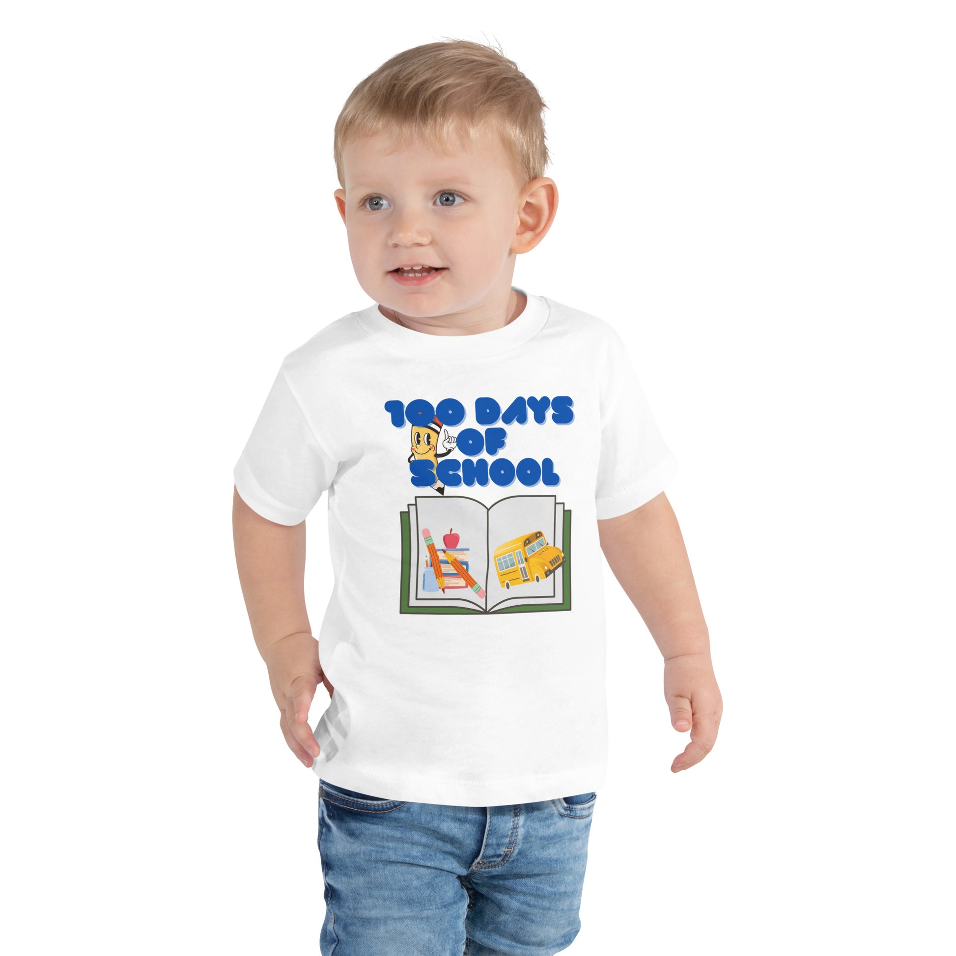 100 days of school Toddler Short Sleeve Tee. White