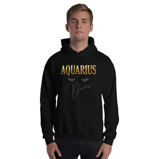 Unisex heavy blend hoodie. Aquarius diva. Black