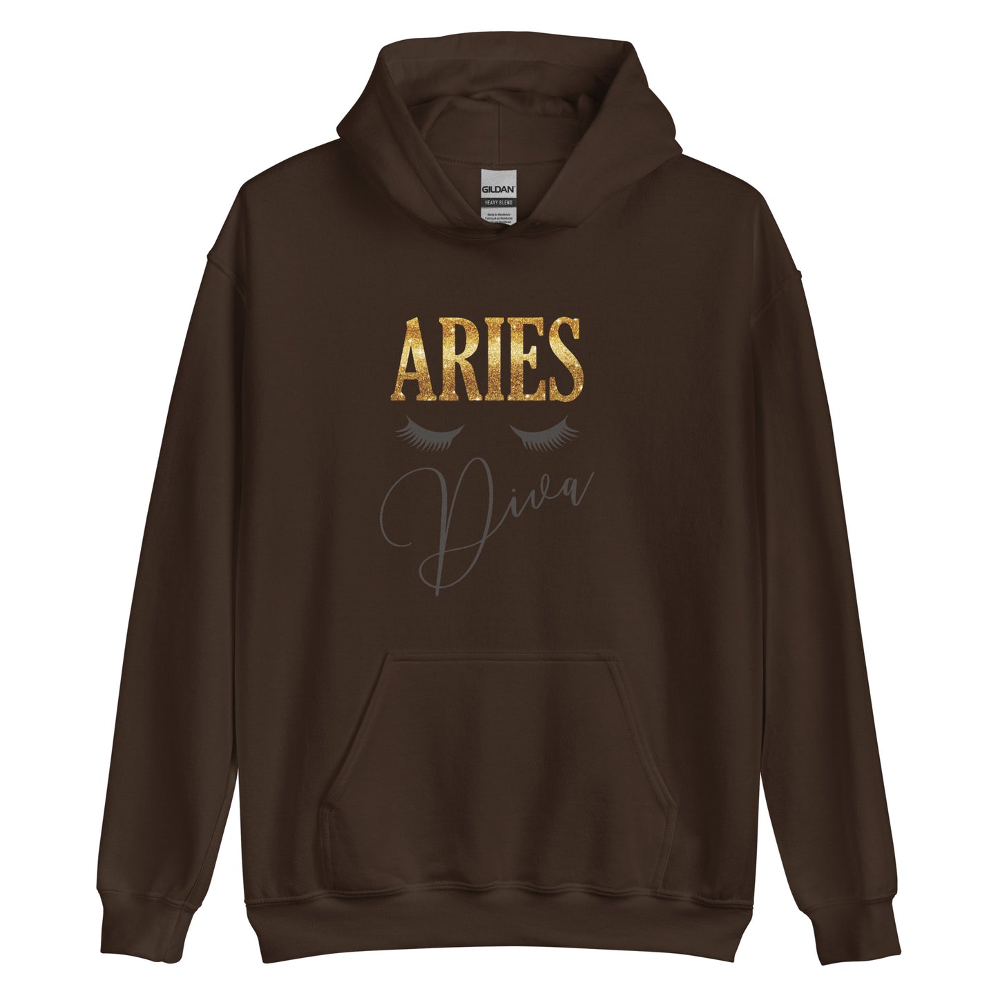 Unisex heavy blend hoodie. Aries Diva. Chocolate 