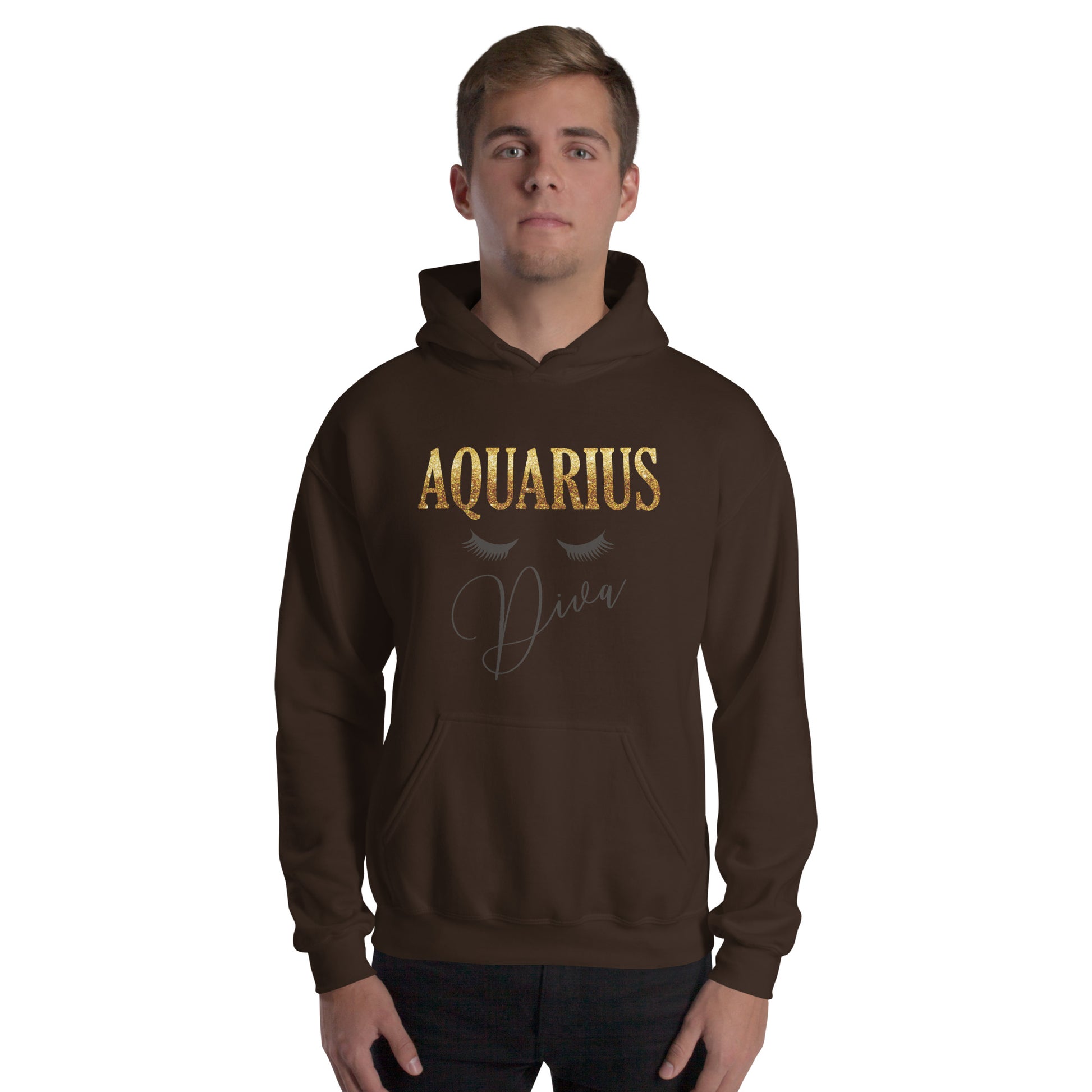 Unisex heavy blend hoodie. Aquarius diva. Dark chocolate 