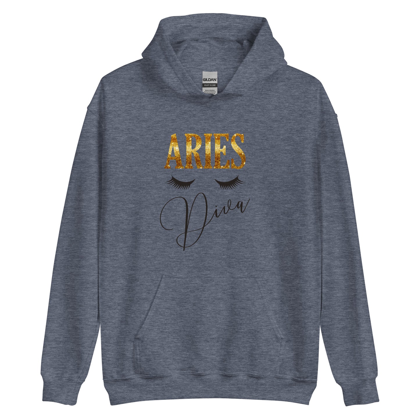 Unisex heavy blend hoodie. Aries Diva. Heather sports dark navy 