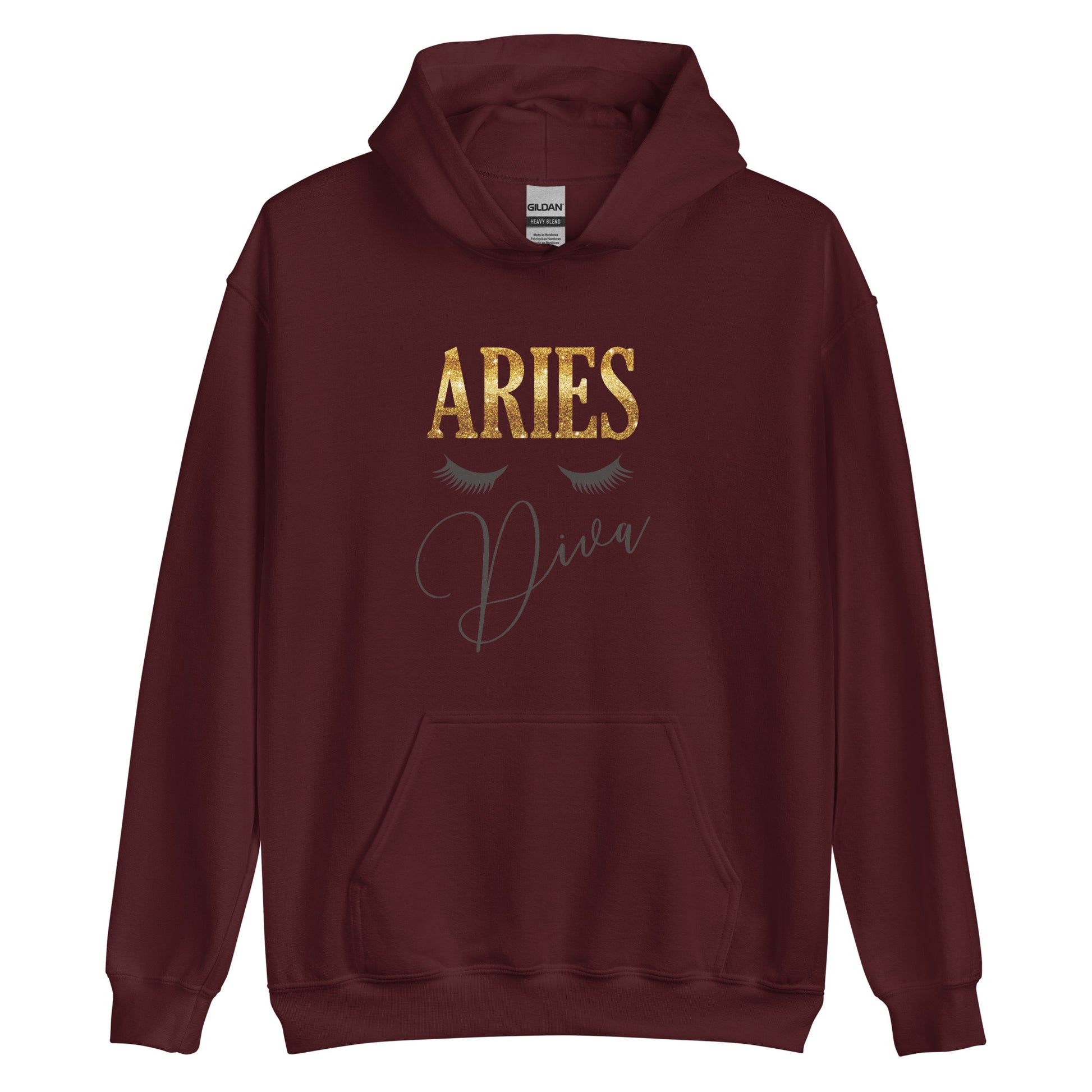 Unisex heavy blend hoodie. Aries Diva. Maroon 