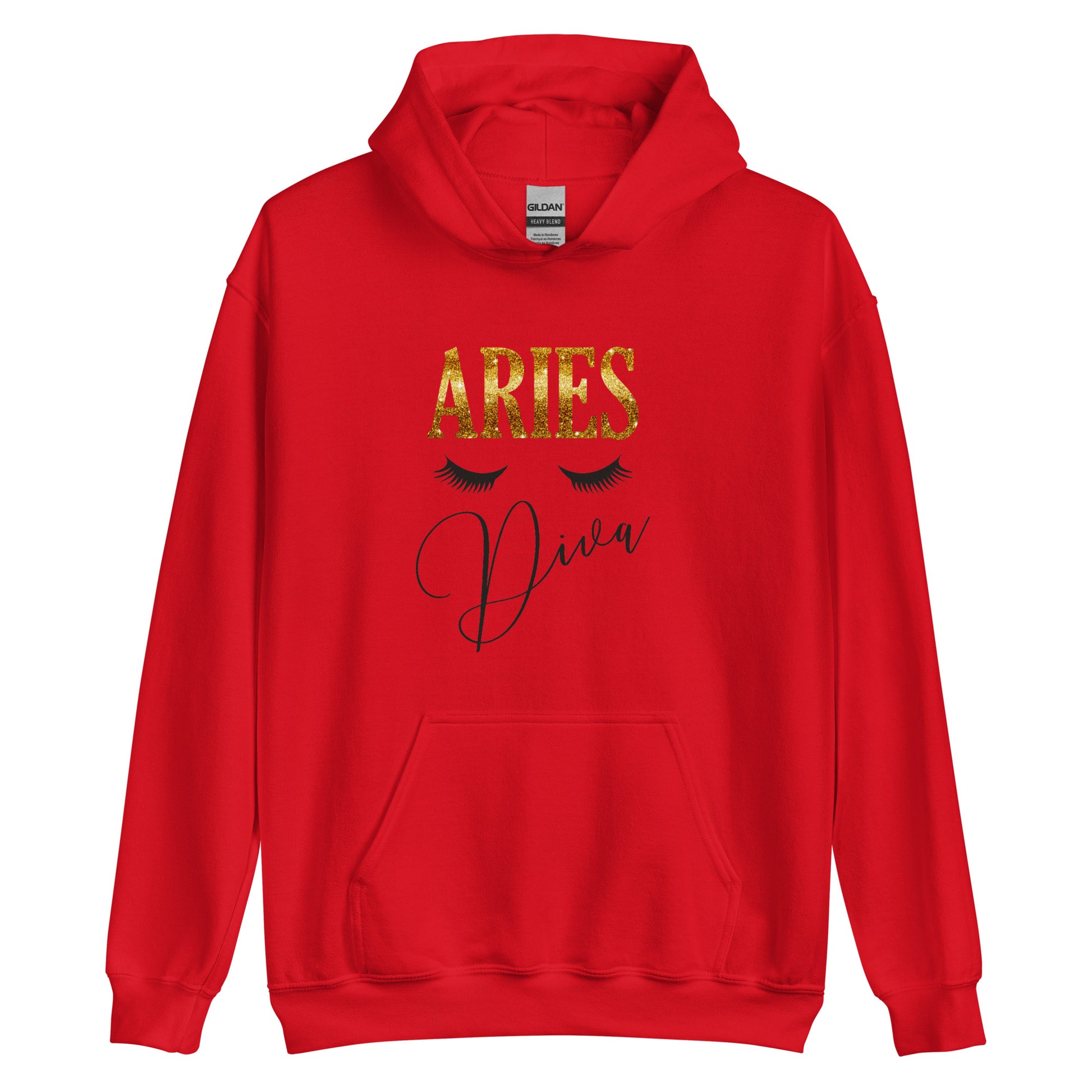 Unisex heavy blend hoodie. Aries Diva. Red
