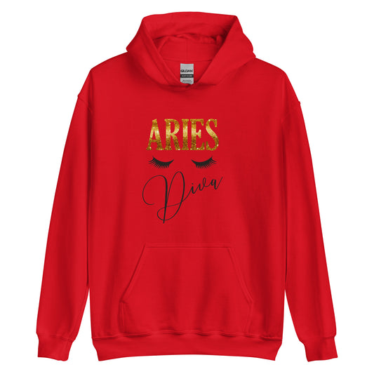 Unisex heavy blend hoodie. Aries Diva. Red