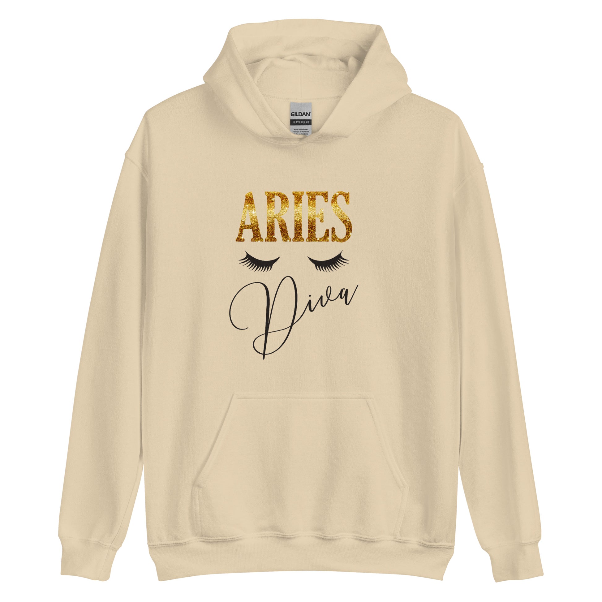 Sand. Unisex heavy blend hoodie. Aries Diva.