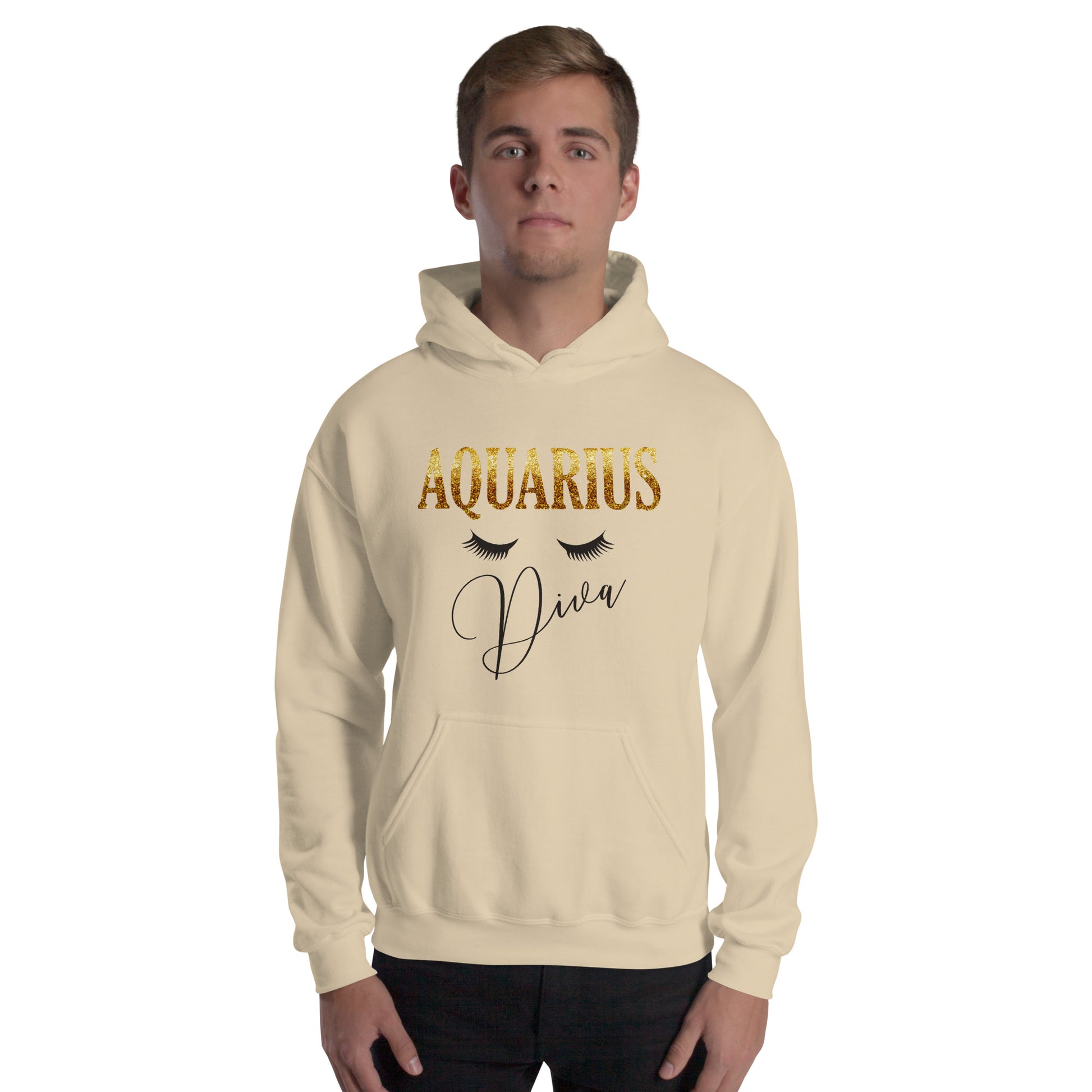 Unisex heavy blend hoodie. Aquarius diva. Sand